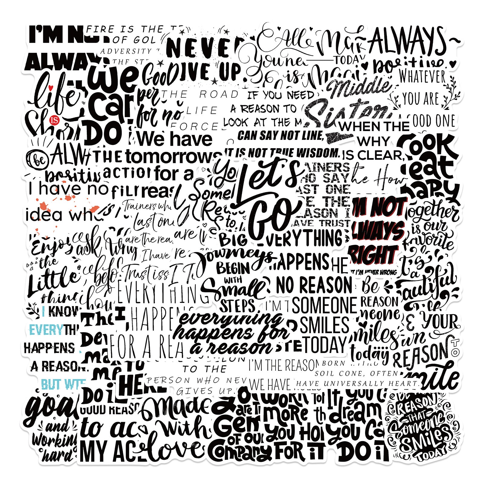 50 Inspiring English Phrases Waterproof Stickers