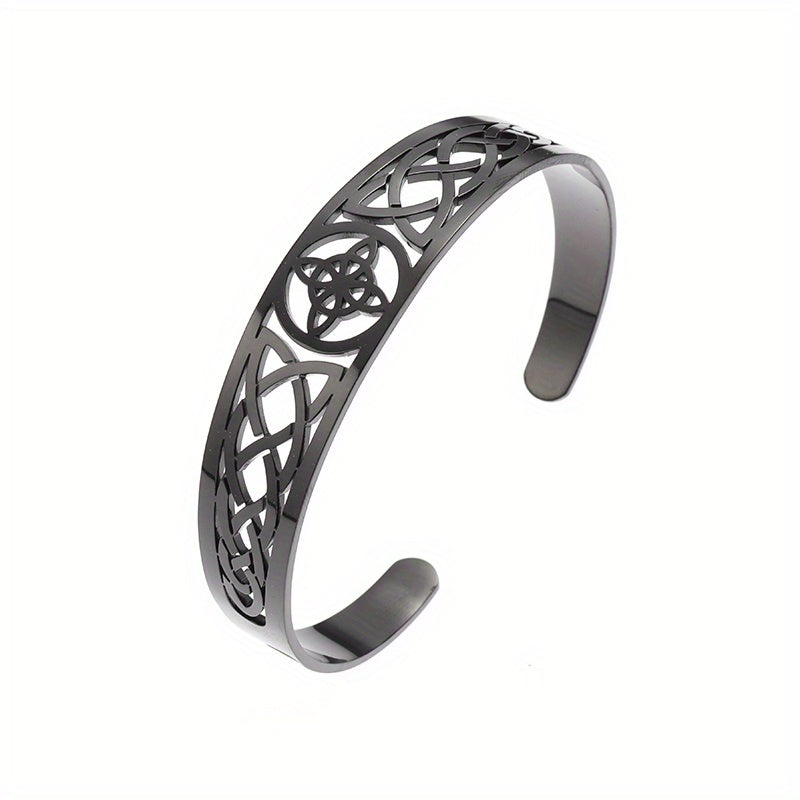 Stainless Steel Witch Knot Adjustable Open Cuff Bracelet