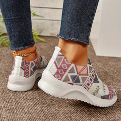 Women's Geometric Pattern Slip-on Running Shoes