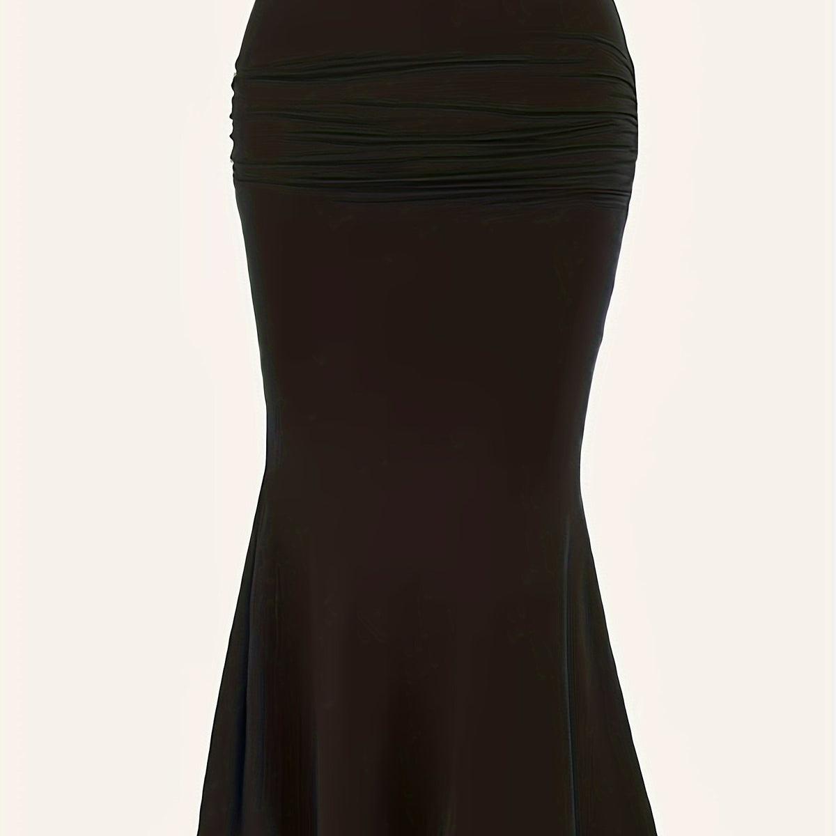  Solid Ruched Maxi Mermaid Skirt