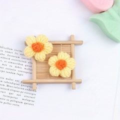10pcs Crochet Flowers Diy Knitted Woolen Flower Clothing Accessories
