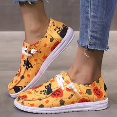 Halloween Print Flat Lightweight Skate Shoes