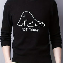 Polar Bear Print Knitted Sweater Men's Casual Crew Neck Pullover for Fall Winter