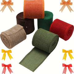 Burlap Wired Ribbon Rolls Natural Orange Brown Olive Green Jute for Crafts