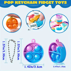 Bulk Sensory Fidget Keychains 90pcs for Kids Party Favors