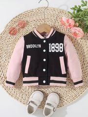 Baby Girls Block Stand Collar Sports Coat