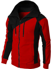 Men's Casual Block Zip Up Jacket With Hood