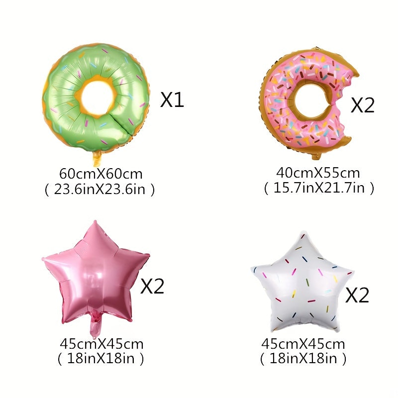 7pcs Donut Aluminum Balloons Set for Birthday Party