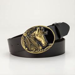 Casual Men Belt with Horse Head Button
