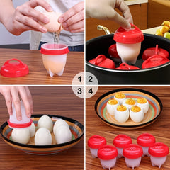 6pcs Silicone Egg Cooker Set Non Stick Boiled Eggs Maker Steamer
