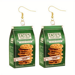 Funny Snack Bag Dangle Earrings Chip Candy Cookie Chocolate Bag Hip Hop Style