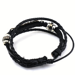 Vintage Leaf Leather Bracelet Adjustable Rope