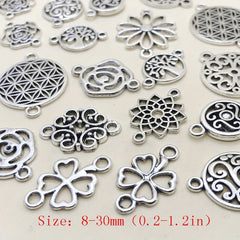 20pcs Antique Silver Flower Connector Charms Pendants for Jewelry Making