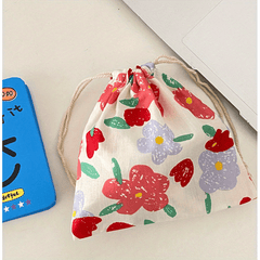 Vintage Floral Graphic Storage Bag Drawstring Jewelry Dustproof Bag Mini Bundle