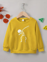 Funny Hip Hop Skeleton Print Boys Casual Pullover Sweatshirt