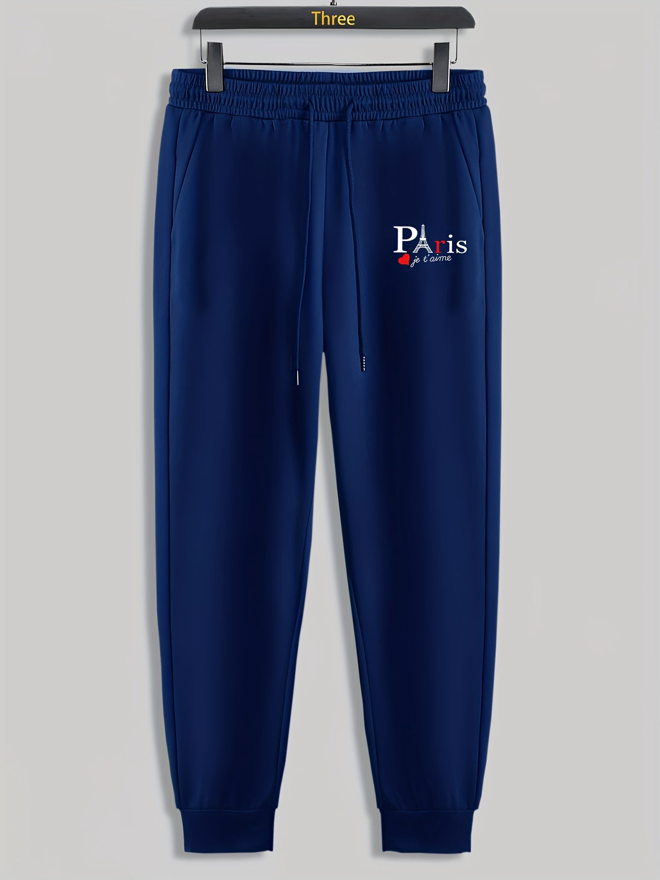 Paris Tower Print Men's Drawstring Sweatpants for Running Jogging
