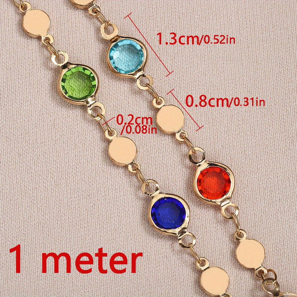 1 Meter Colorful Round Crystal Clip Copper Chain Diy Bracelet Necklace