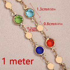 1 Meter Colorful Round Crystal Clip Copper Chain Diy Bracelet Necklace