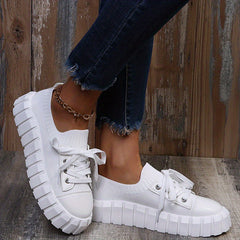 Women's Breathable Platform Sneakers Comfortable Low Top Shoes
