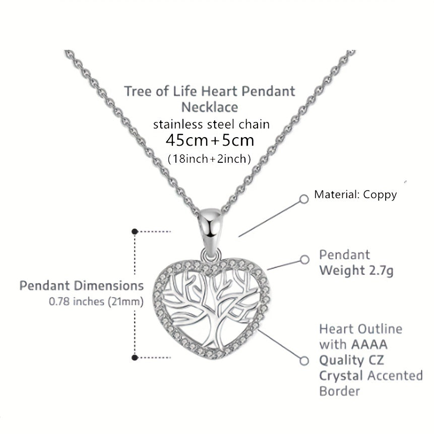 Heart Tree Pendant Necklace With Meaningful Message Card