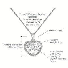Heart Tree Pendant Necklace With Meaningful Message Card