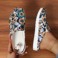 Women's Sunflower Print Mules Sneakers Slip On Loafers