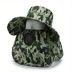Men's Outdoor Sunshade Hat with Face Mask Fisherman Hat