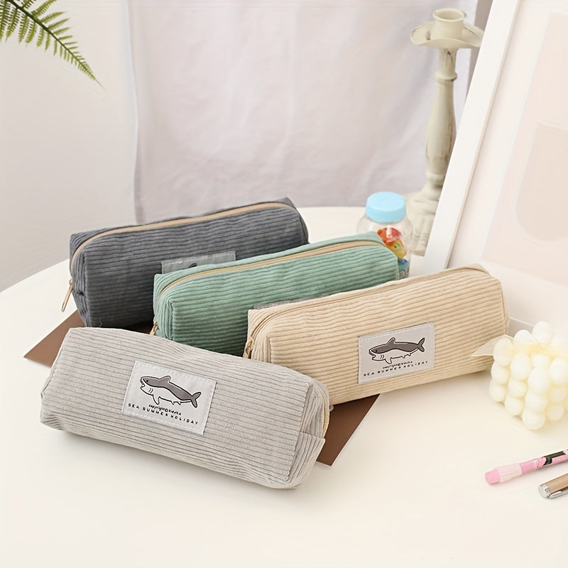 Cartoon Corduroy Pencil Case Organizer