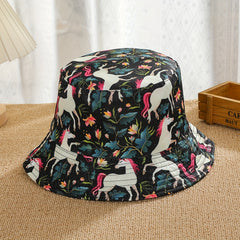Casual Reversible Bucket Hat Unicorn Print Set Mushroom Hat