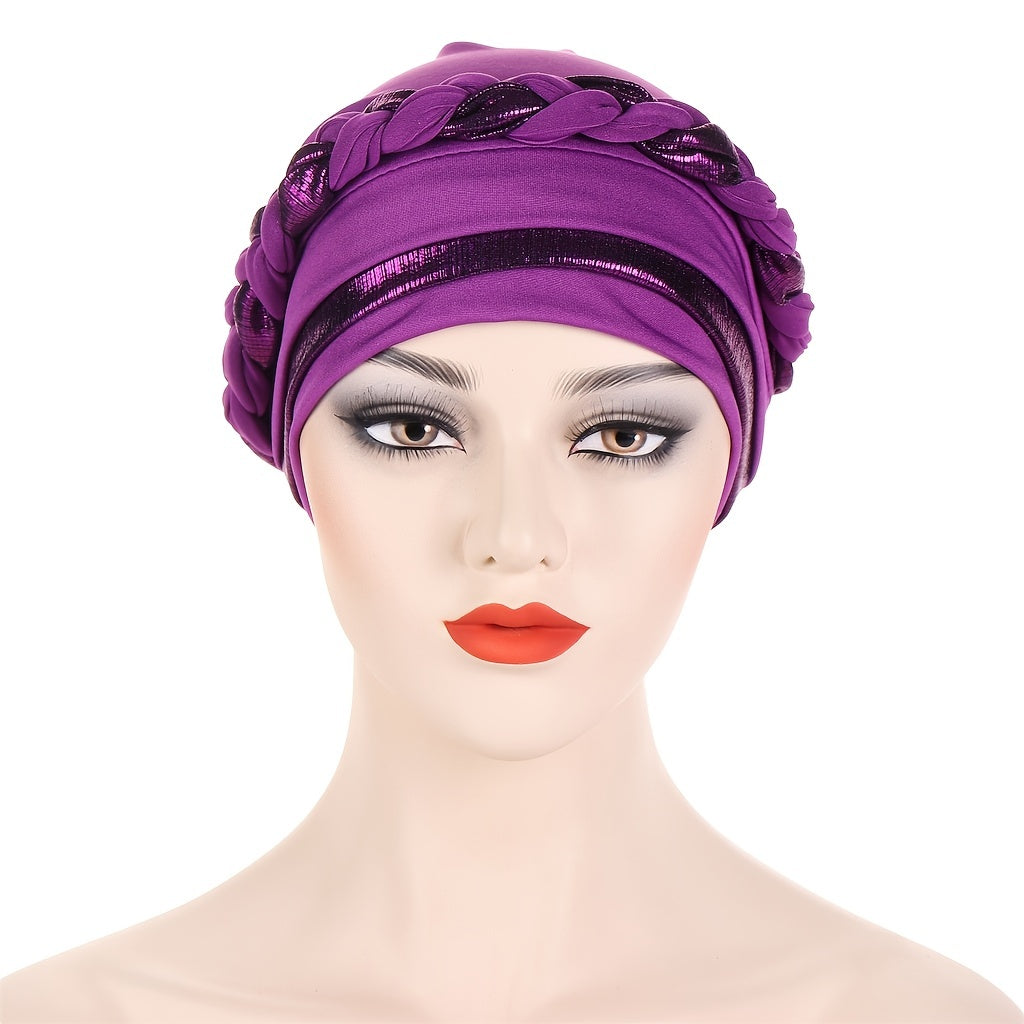 Braided Twist Turban Hat Block Beanies Women's Bandana Outdoor Hijab Hat