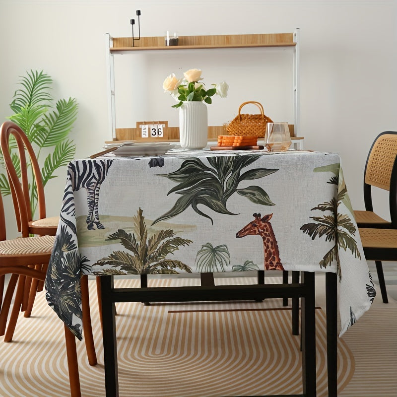 Tropical Prairie Animal Printed Tablecloth - Waterproof & Washable