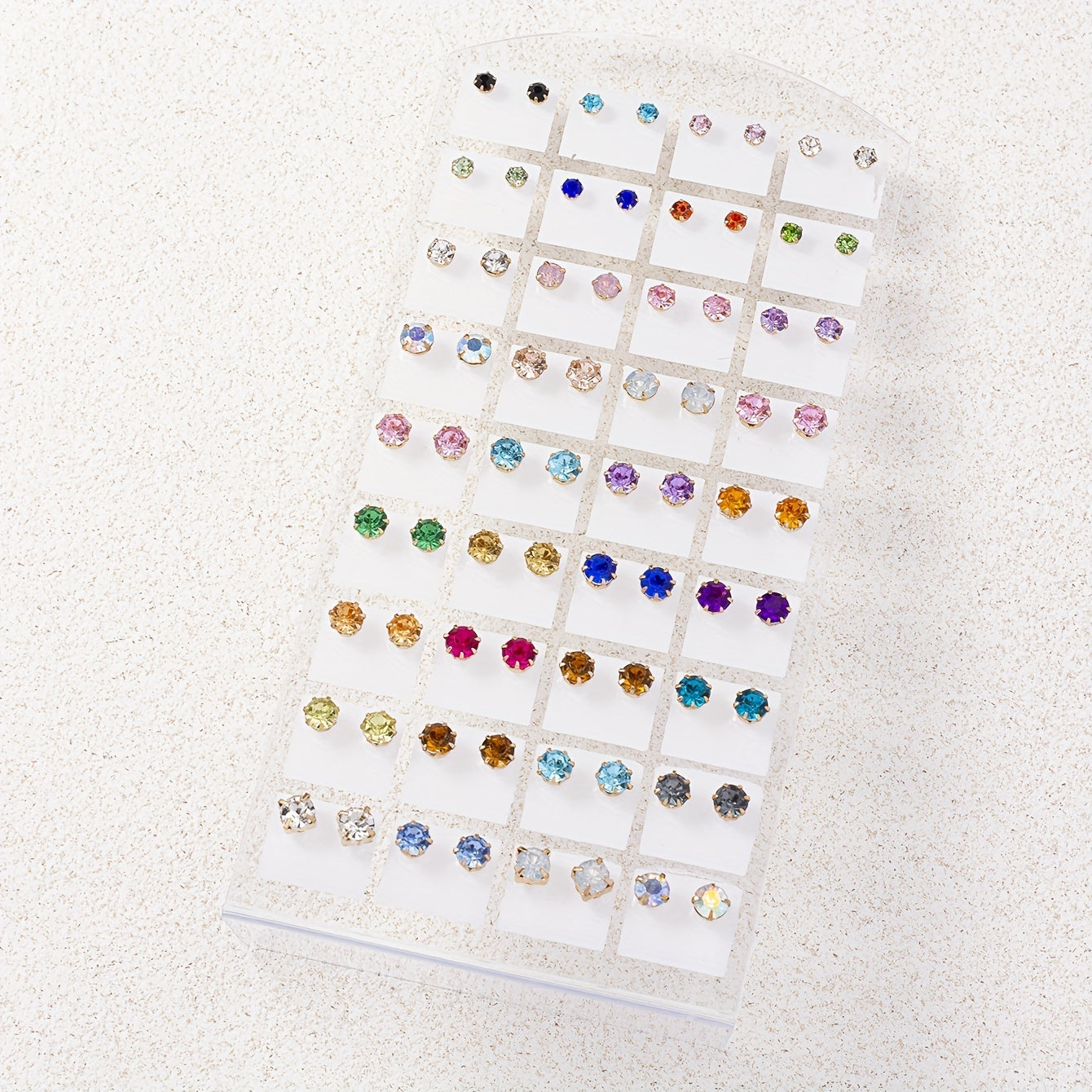 36 Pairs Colorful Rhinestone Stud Earrings for Daily Wear Accessories