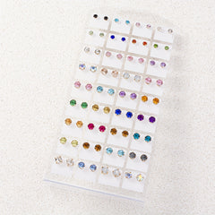 36 Pairs Colorful Rhinestone Stud Earrings for Daily Wear Accessories