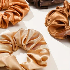 12pcs Coffee Satin Hair Ring Silk Hair Rope Scrunchie High Elasticity Hair Acces