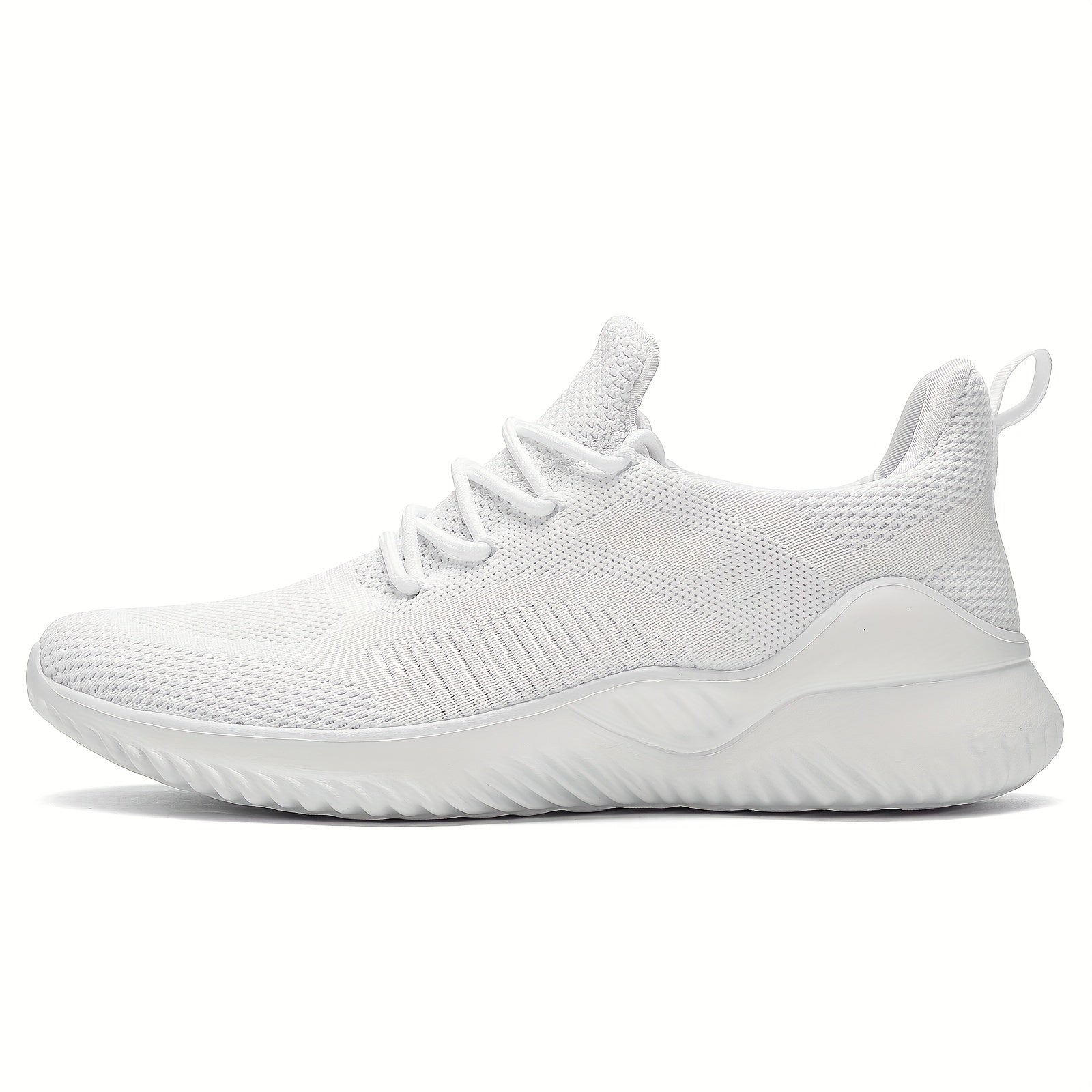 Men's Solid Running Shoes Breathable Woven Knit Sneakers