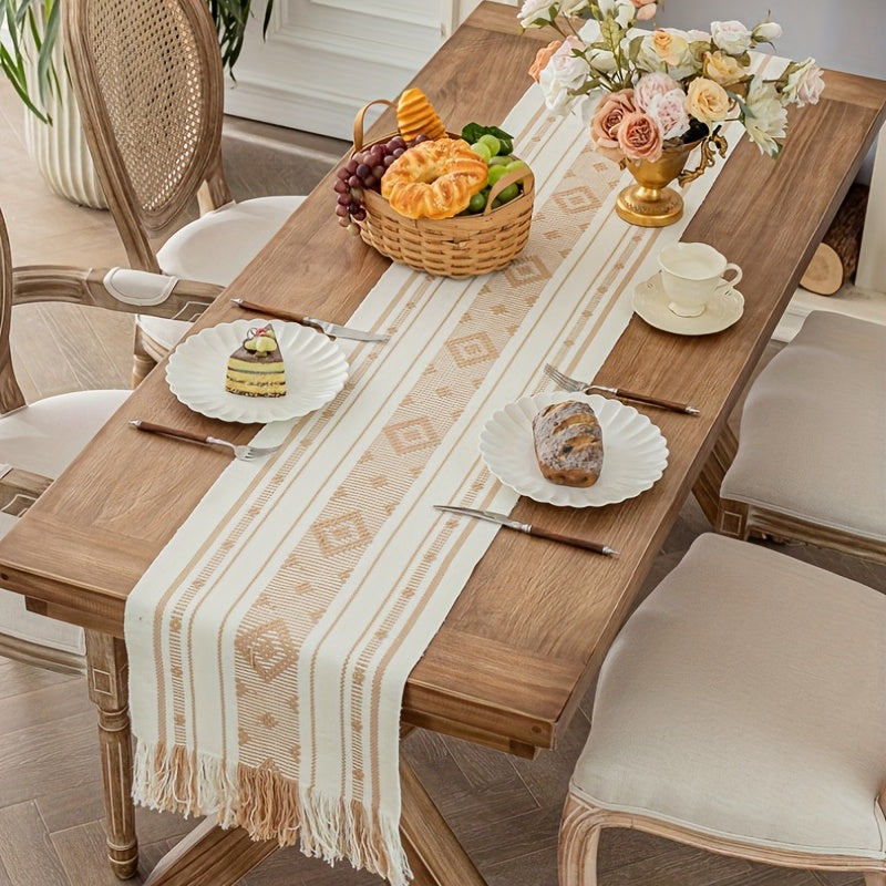Polyester Table Runner Boho Thick Farmhouse Style Washable Table Runner