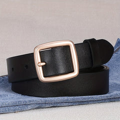  Leather Belt Square Pin Buckle Belt for Women