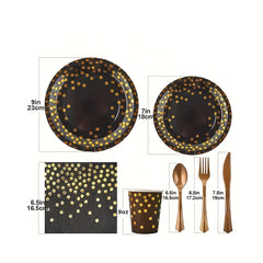Golden Party Supplies Kit for 25 Guests - Plates, Cups, Napkins