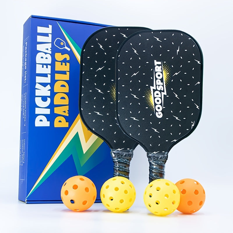 2 Pcs Pickleball Rackets, Cushion Grip, 4 Balls Set