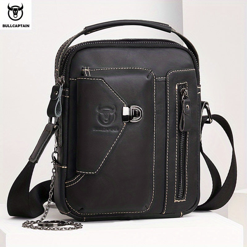 BULLCAPTAIN Leather Shoulder Bag Crossbody Satchel for Men