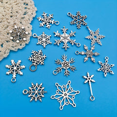 14pcs Alloy Antique Snowflake Pendants DIY Earrings Bracelet Necklace Set