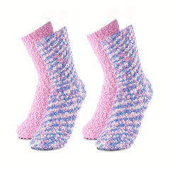2 Pairs Pompom Fuzzy Socks Warm Mid Tube Women's Stockings