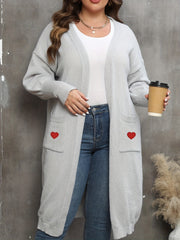  Heart Print Lantern Sleeve Cardigan