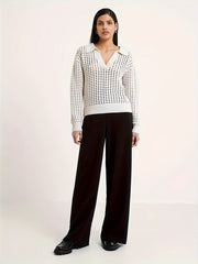  Casual Pants Solid High Rise Loose Fit Straight Leg Trousers