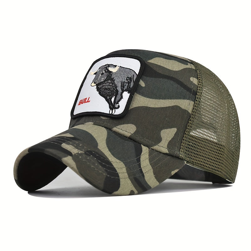 Bull Cash Cartoon Baseball Cap Animal Embroidery Patch Trucker Hat