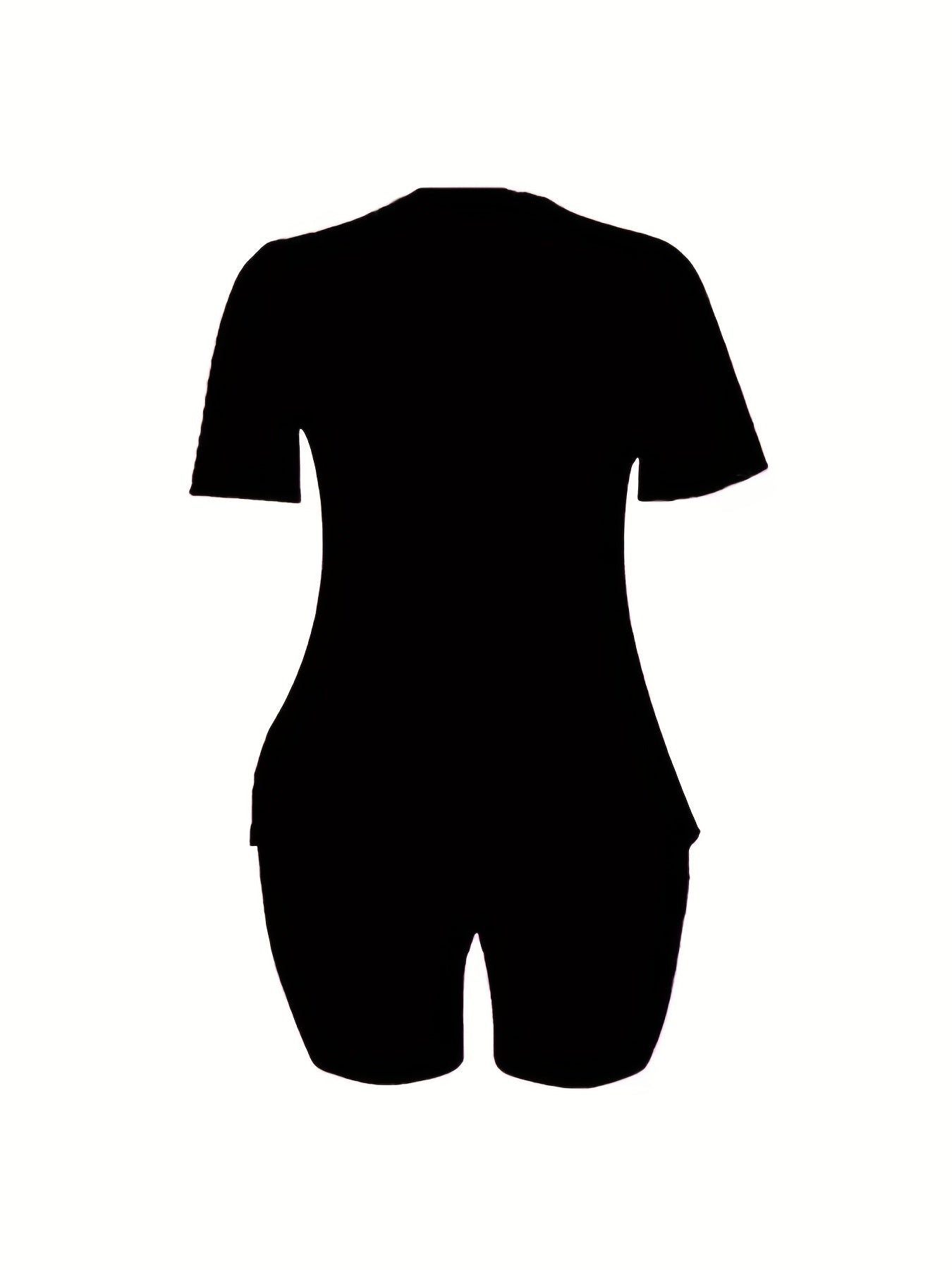  2 Piece Set Women's Plus Crown & Letter Print Tee & Shorts