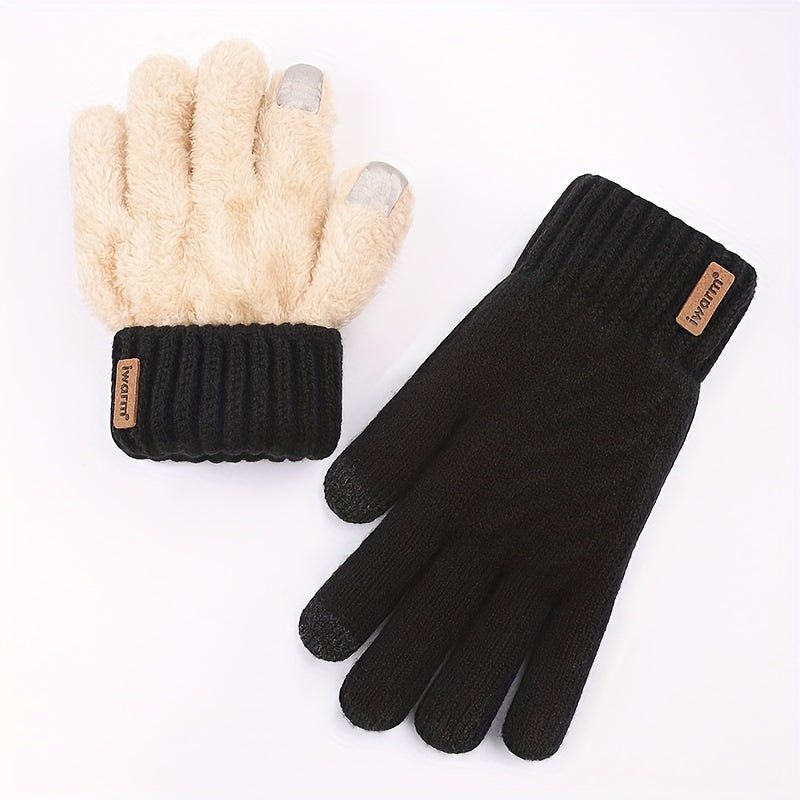 Men's Knitted Touch Screen Gloves with Fleece Lining