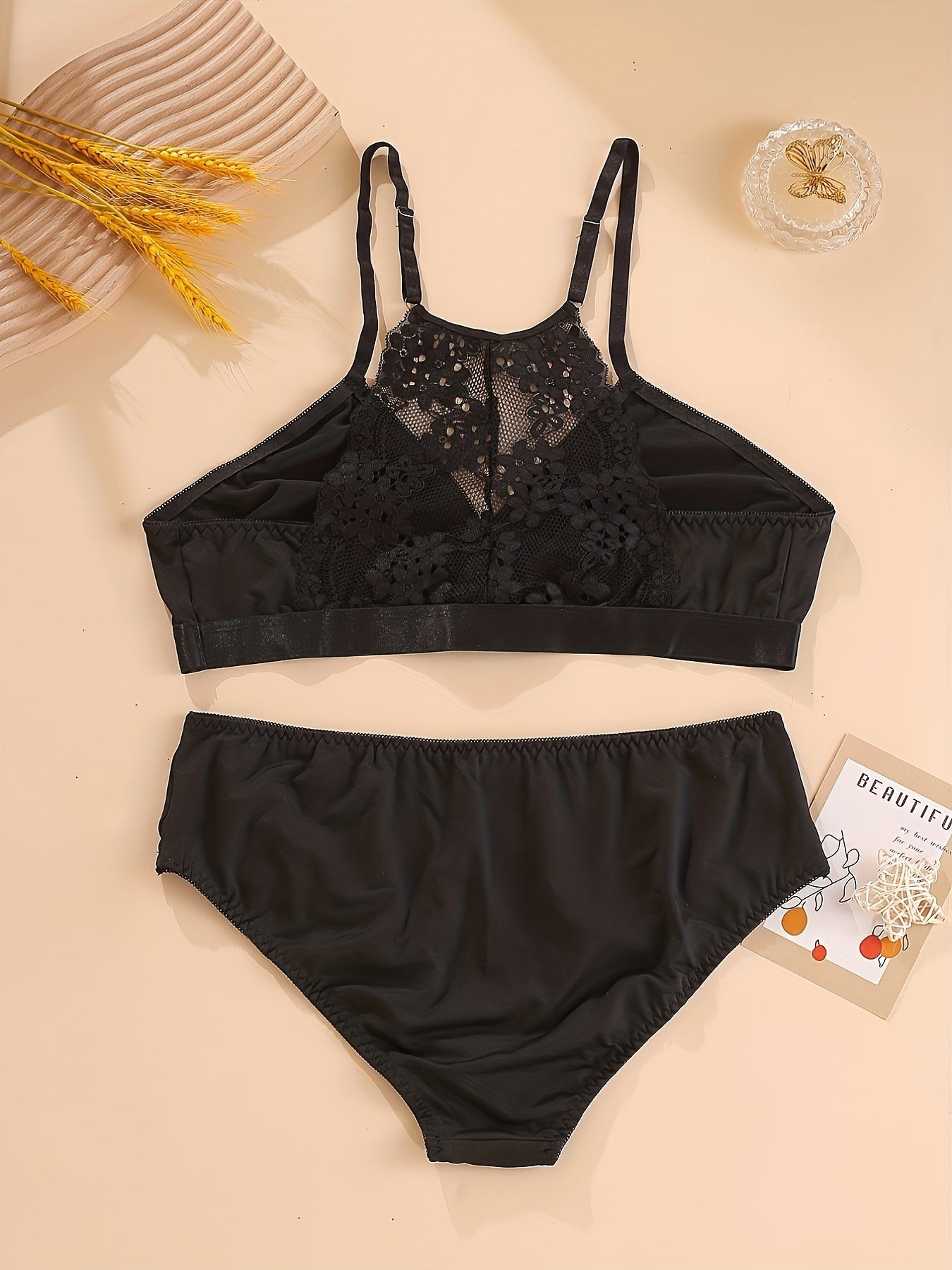  Lace Racer Back Bra & Panty Set