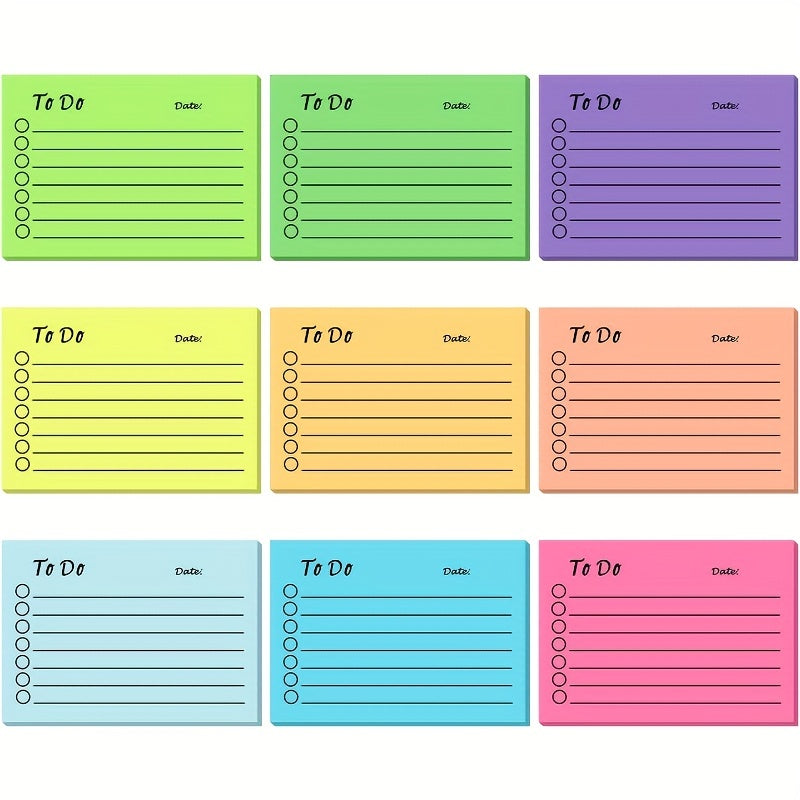 9pcs Colored Sticky Notes Notepad Memo Pad Office Student Supplies