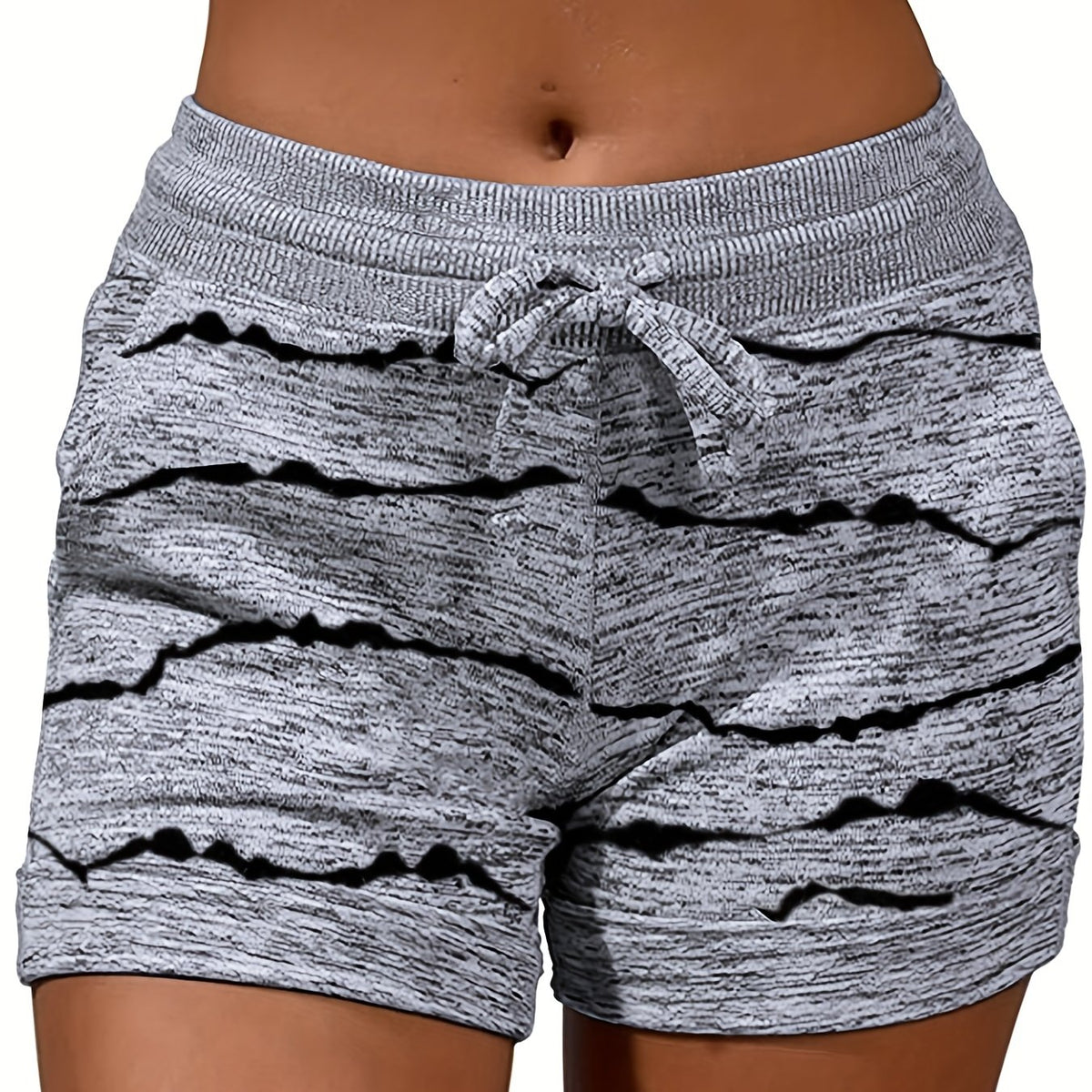 Striped Drawstring Shorts with Dual Pockets